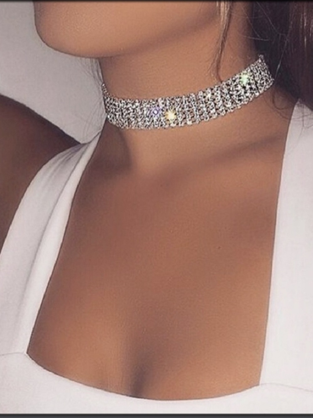 Women's Rhinestone Crystal Choker Necklace - NWT